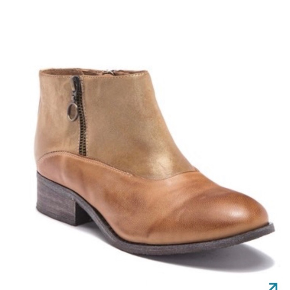 Antelope Block Heel Leather Bootie Size 8 Brown